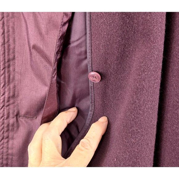 Maroon Trench Coat Chiango 10 Vtg 80s Belted Pockets Storm Flap Removable Liner - Picture 15 of 16